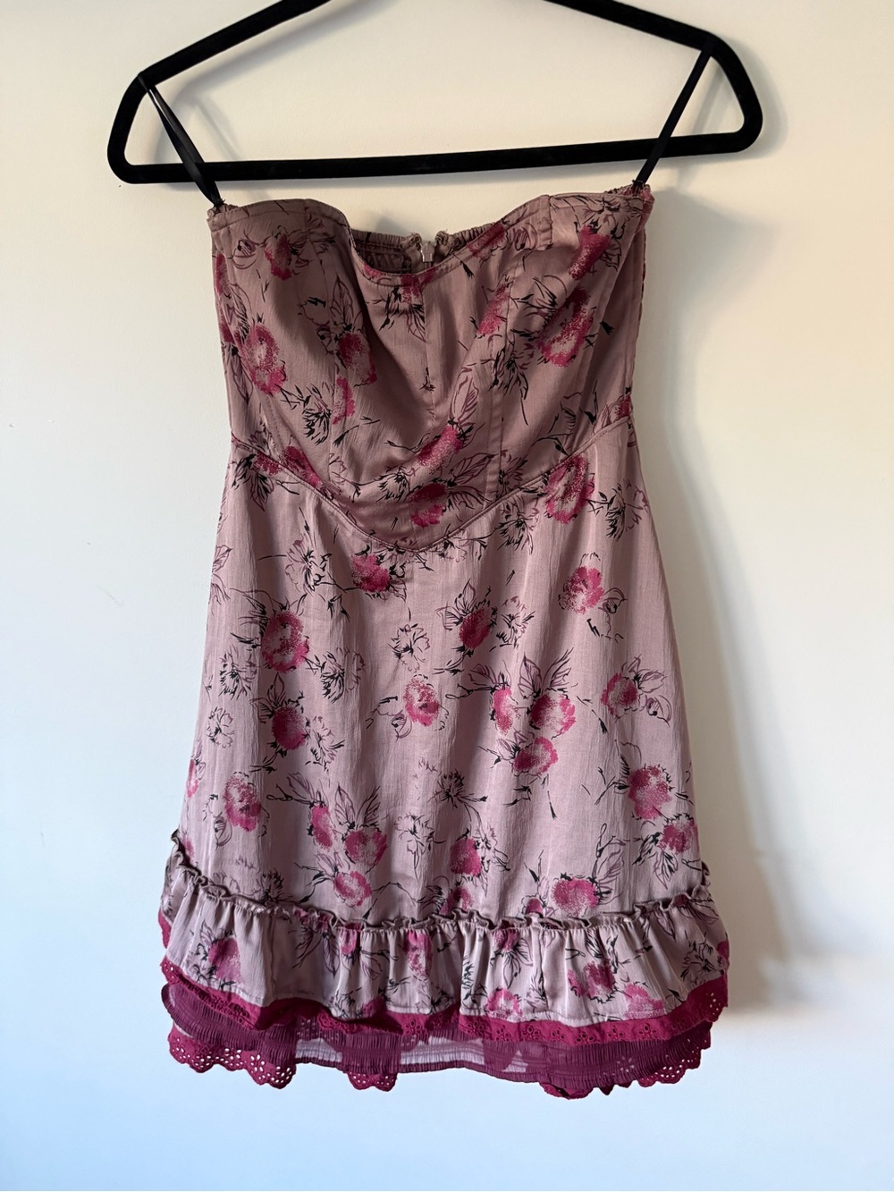 FREE PEOPLE STRAPLESS FLORAL MINI DRESS